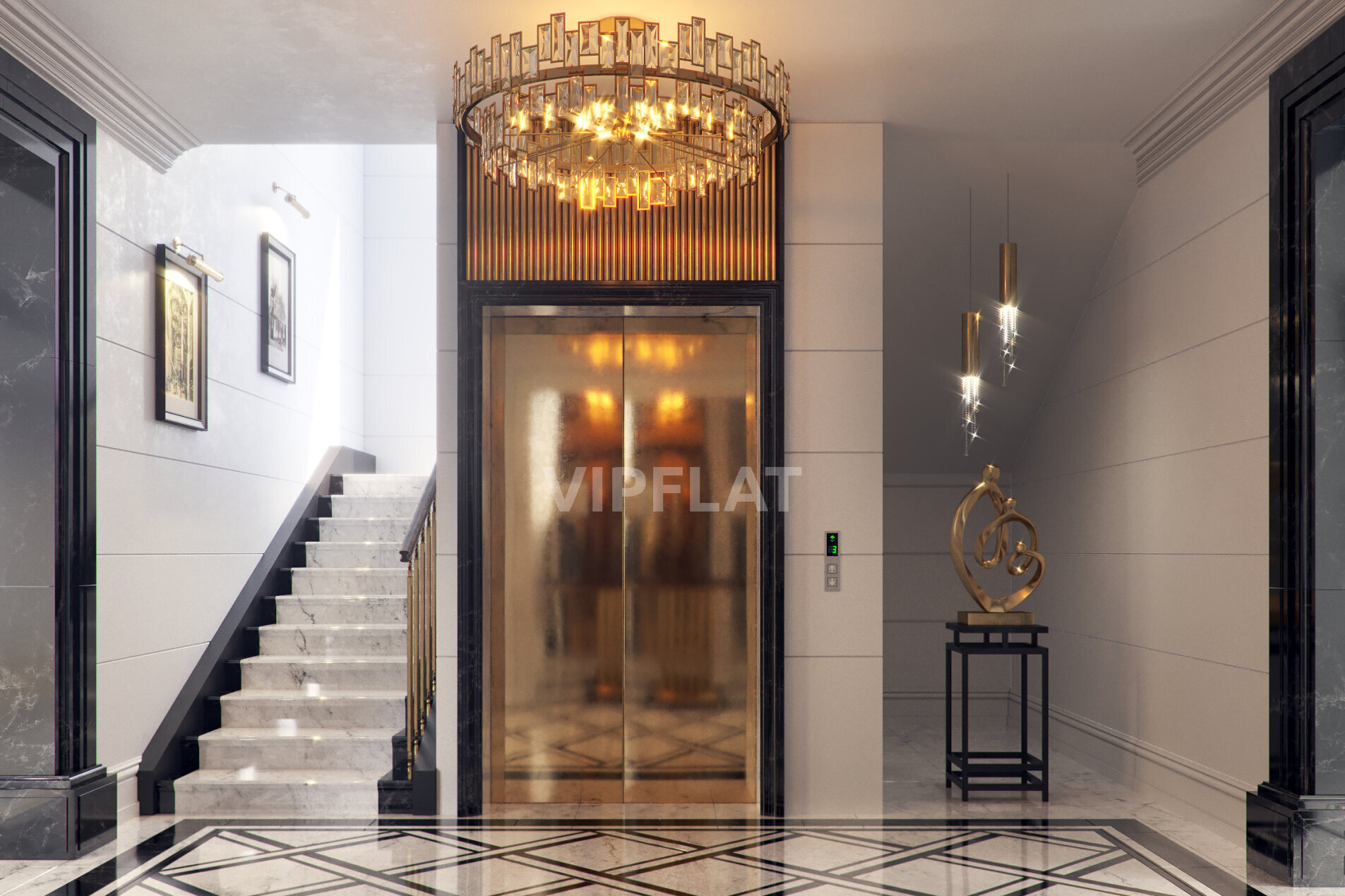 Лифтовой холл Продажа квартиры 136.7м² 'Приоритет' Воскресенская наб., 32А Лифтовой холл Продажа квартиры 136.7м² 'Приоритет' Воскресенская наб., 32А