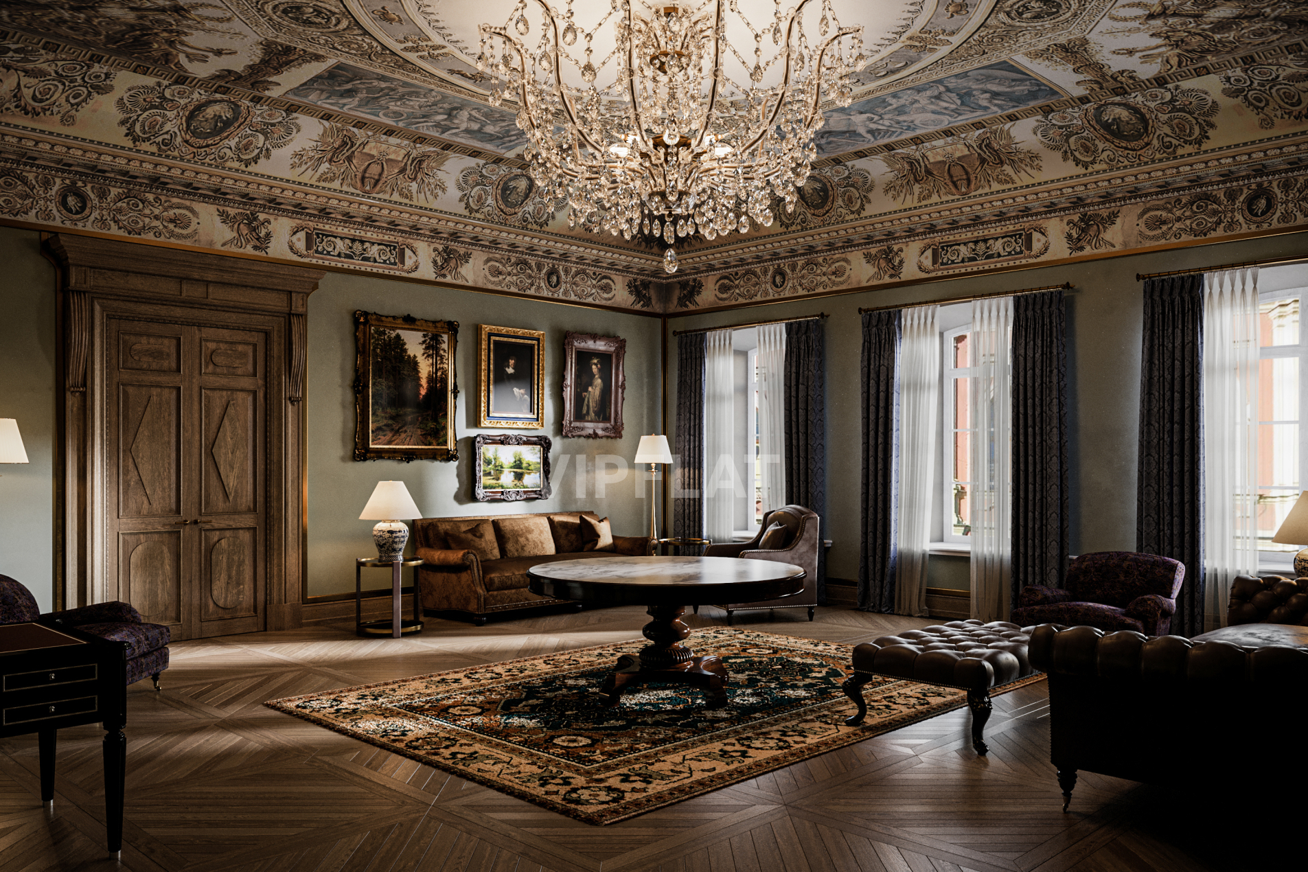 Историческая парадная гостиная Продажа резиденции 327м² 'CHEVAL COURT' Конюшенная пл., 2