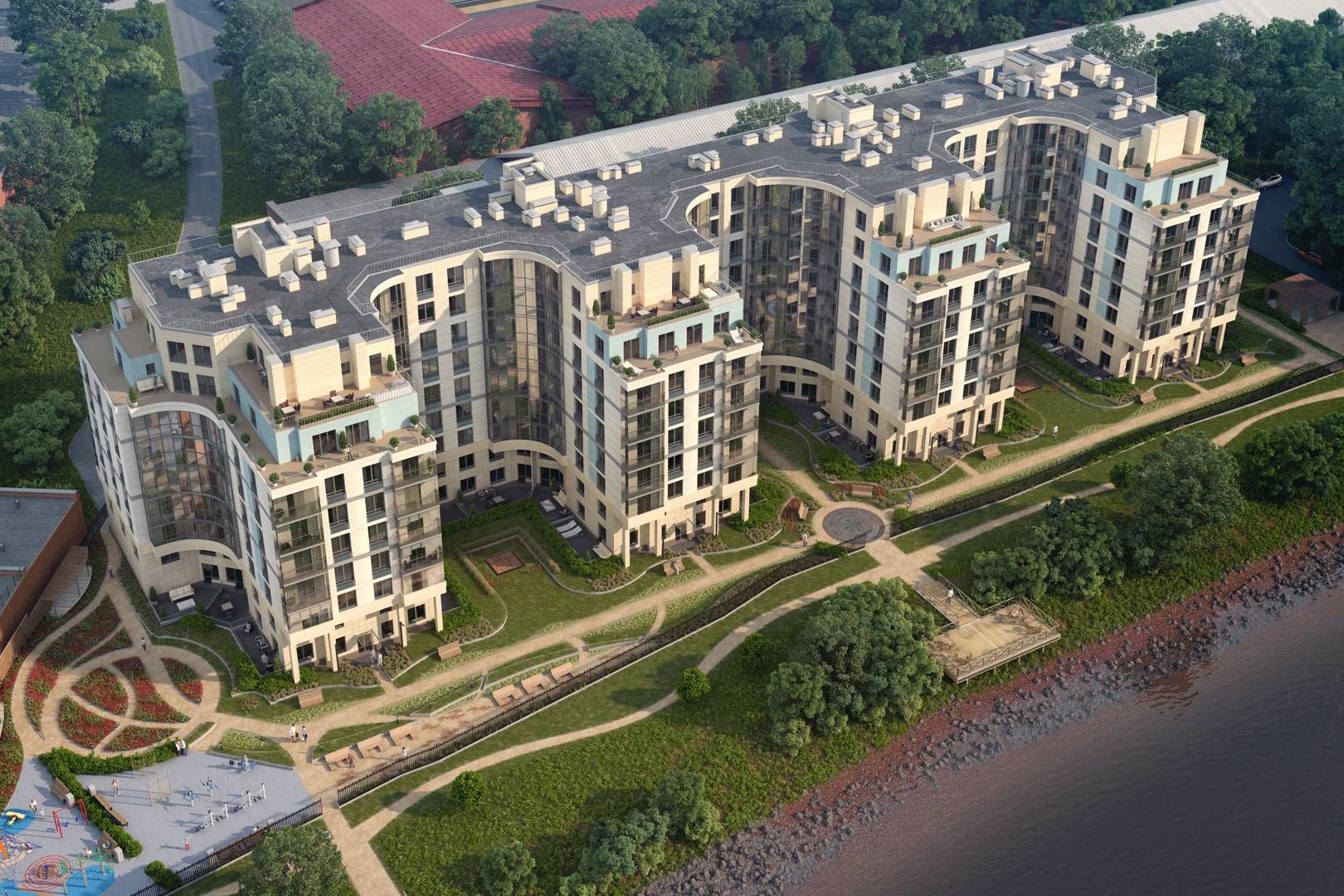 Вид на дом с высоты птичьего полета Продажа квартиры 74м² 'Петровская ривьера' Петровский пр., 20 Вид на дом с высоты птичьего полета Продажа квартиры 74м² 'Петровская ривьера' Петровский пр., 20