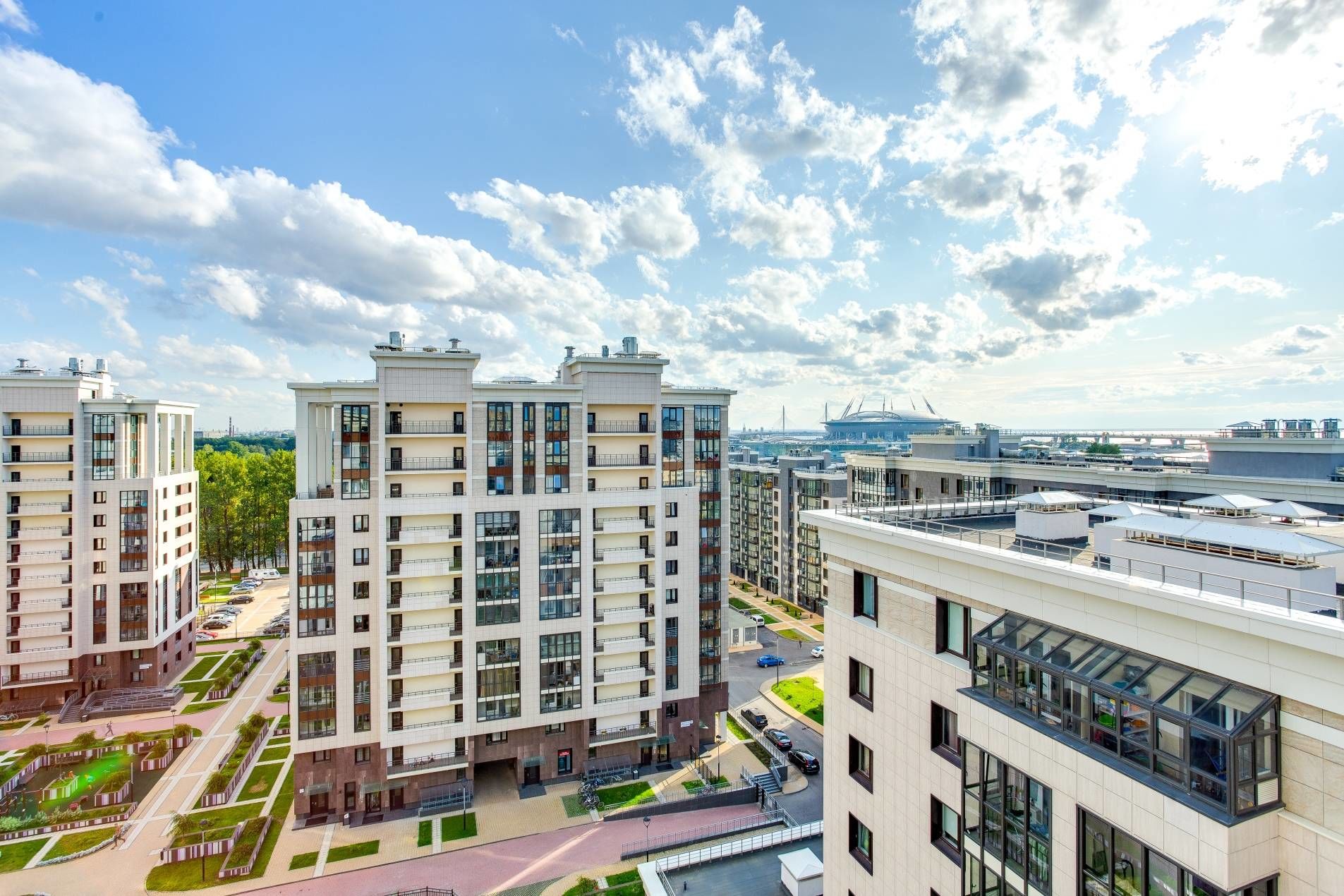 Вид из окон на залив и Зенит-Арену Продажа квартиры 80м² 'Life Приморский' Приморский пр., 52 к.1
