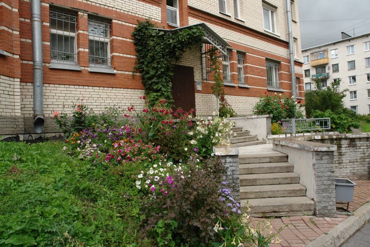 Цветы возле парадной Продажа квартиры 177м² 'Алексея Толстого, 50' г. Пушкин, Алексея Толстого б-р, 50 к. 2 Цветы возле парадной Продажа квартиры 177м² 'Алексея Толстого, 50' г. Пушкин, Алексея Толстого б-р, 50 к. 2