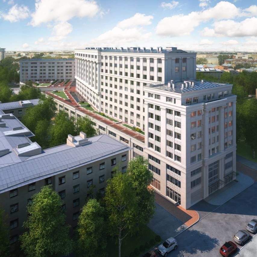 Вид на дом Продажа квартиры 40м² 'Александрия' Новгородская ул., 23 Вид на дом Продажа квартиры 40м² 'Александрия' Новгородская ул., 23