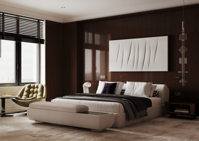 Дизайн-проект мастер-спальни для клубного дома 'Фонтанка 130' Деньги говорят, богатство шепчет. Архитекторы творят