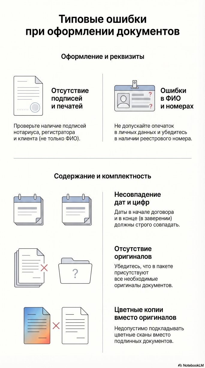 Типовые ошибки при оформлении документов