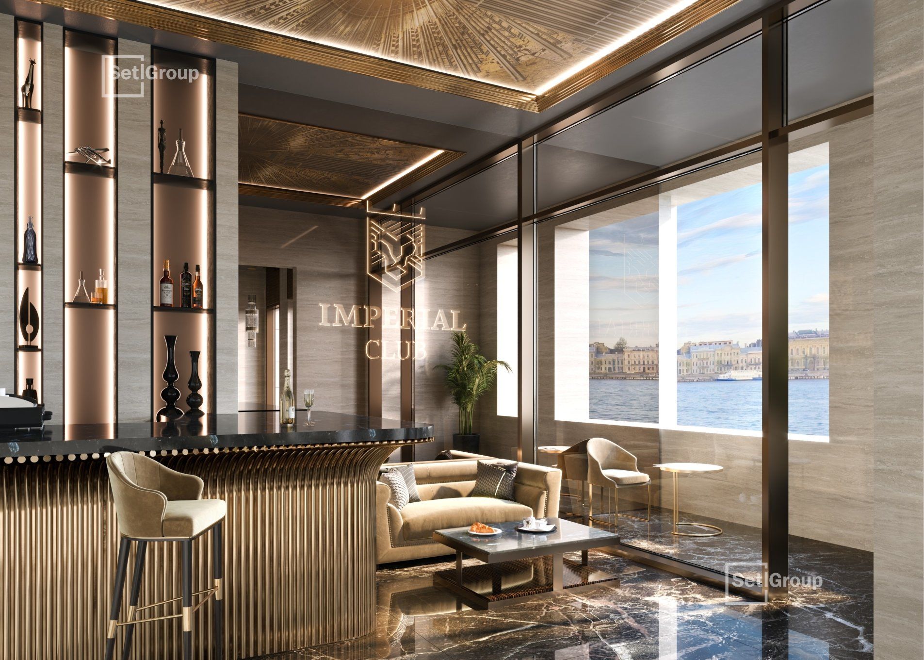 Наслаждайтесь видами из лобби 'Imperial Club' Лейтенанта Шмидта наб.